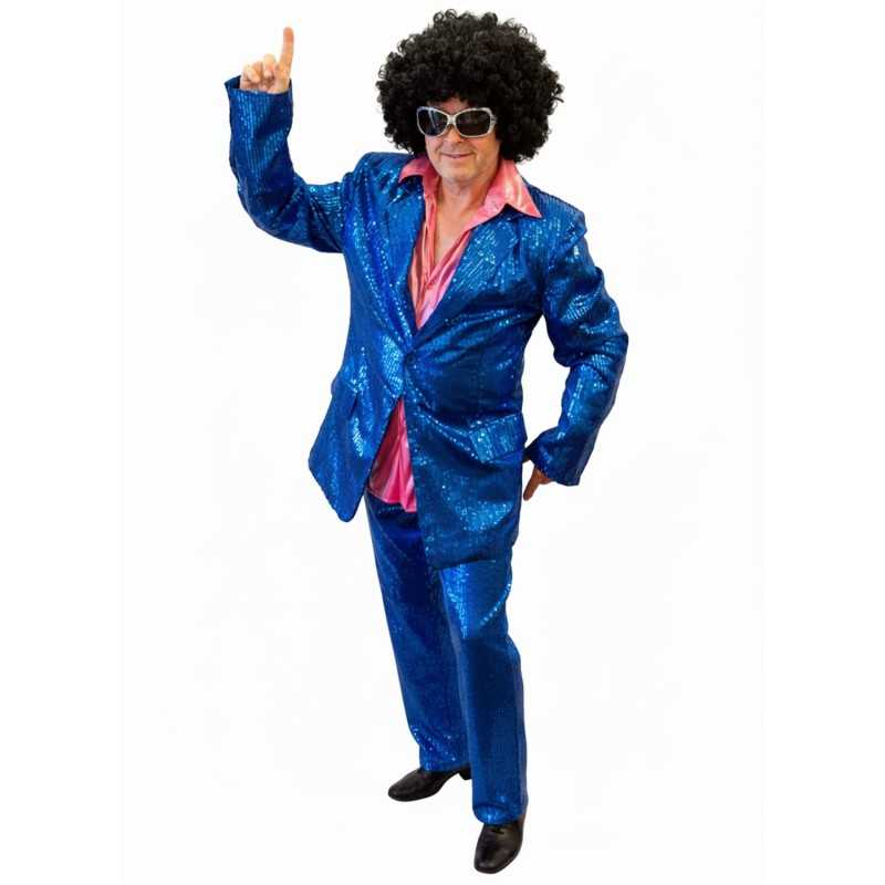 DEGUISEMENT DISCO ENSEMBLE BLEU PAILLETTE TAILLE 54