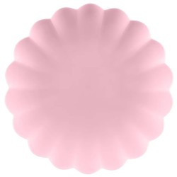 4 ASSIETTES EN PLASTIQUE REUTILISABLE ROSE PASTEL 22 CM DE DIAMETRE