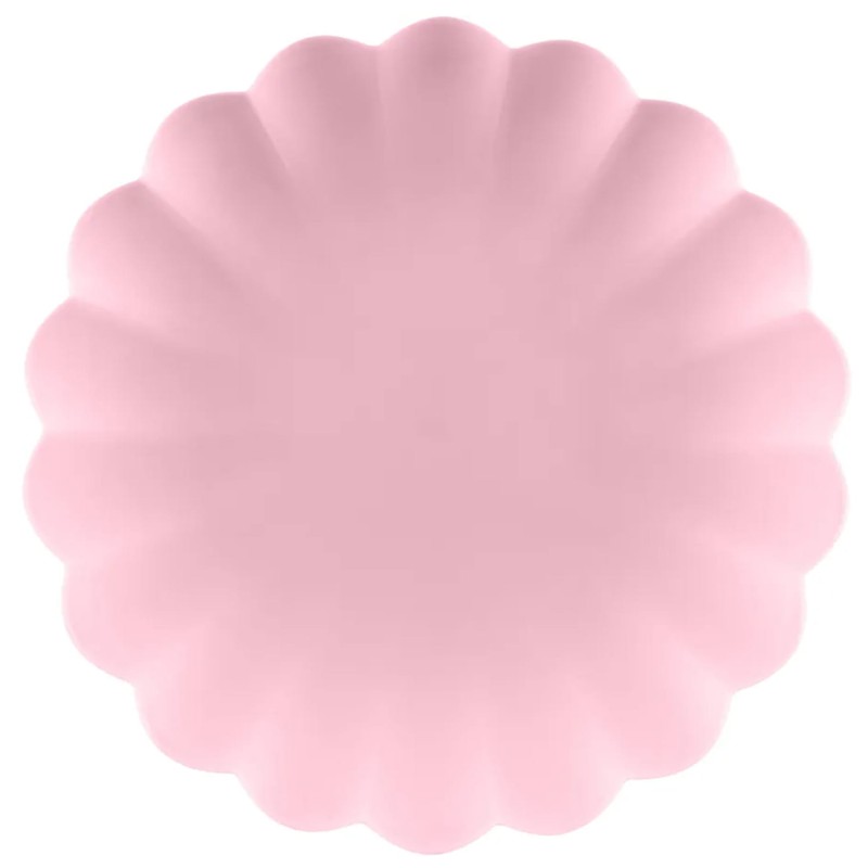 4 ASSIETTES EN PLASTIQUE REUTILISABLE ROSE PASTEL 22 CM DE DIAMETRE