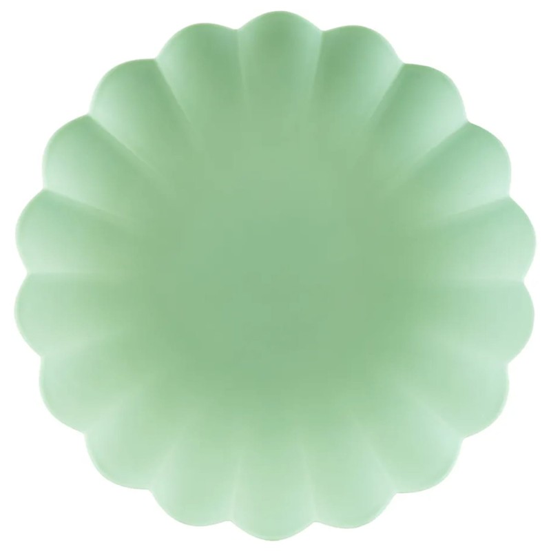 4 ASSIETTES EN PLASTIQUE REUTILISABLE VERT PASTEL OU MENTHE 22 CM DE DIAMETRE