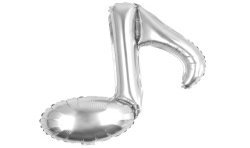BALLON METALLIQUE PETITE NOTE DE MUSIQUE SIMPLE ARGENT
