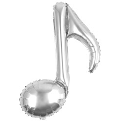 BALLON METALLIQUE PETITE NOTE DE MUSIQUE SIMPLE ARGENT