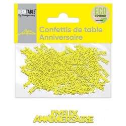 CONFETTIS DE TABLE JOYEUX ANNIVERSAIRE JAUNE