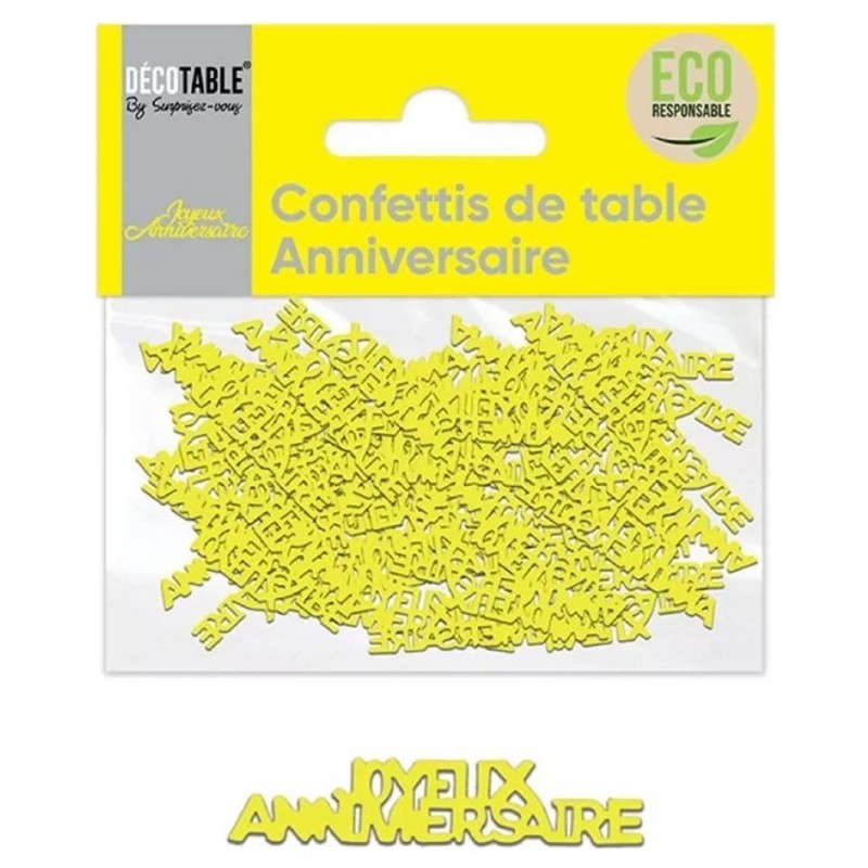 CONFETTIS DE TABLE JOYEUX ANNIVERSAIRE JAUNE
