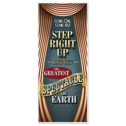 DECORATION DE PORTE CIRQUE VINTAGE 76 CM X 182 CM