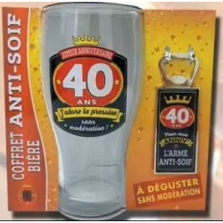 COFFRET ANTI-SOIF BIERE + DECAPSULEUR 40 ANS