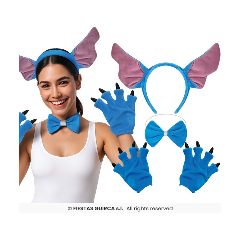 SET ENSEMBLE MONSTRE BLEU ( SERRE-TETE ET GANTS )