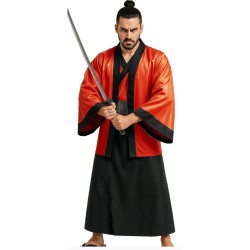 DEGUISEMENT HOMME KIMONO ROUGE ET NOIR TAILLE L 
