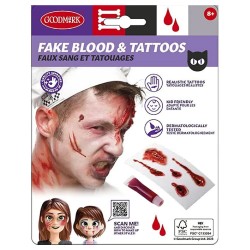 KIT MAQUILLAGE HALLOWEEN KIT SANG ET TATOUAGES 4 MODELES DIFFERENTS 