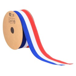 ROULEAU DE RUBAN DE TISSU TRICOLORE FRANCE 25 METRES