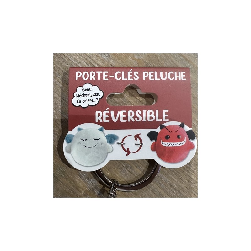 PORTE CLES PELUCHE REVERSIBLE ANGE / DIABLE