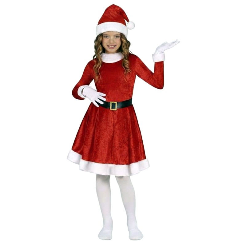 DEGUISEMENT ENFANT MERE NOEL ROBE CEINTURE ET BONNET TAILLE 5-6 ANS