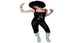 DEGUISEMENT ENSEMBLE DISCO PANTACOURT ET TOP BRETELLE SEQUIN NOIR TAILLE XS