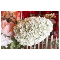 DECORATION FLEURS HORTENSIA GEANTE BLANCHE SUR TIGE 35 CM X 150 CM