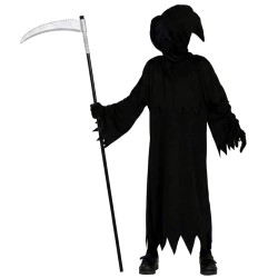 DEGUISEMENT FAUCHEUSE TUNIQUE A CAPUCHE NOIRE EN SANG TAILLE 3-4 ANS