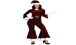 DEGUISEMENT FEMME MERE NOEL MARIA COMBINAISON ROUGE SOMBRE TAILLE L