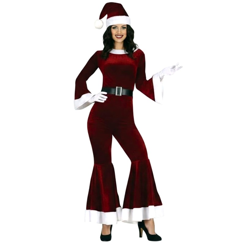 DEGUISEMENT FEMME MERE NOEL MARIA COMBINAISON ROUGE SOMBRE TAILLE L
