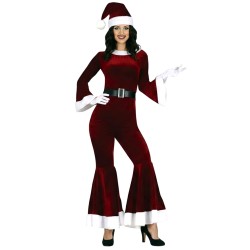 DEGUISEMENT FEMME MERE NOEL MARIA COMBINAISON ROUGE SOMBRE TAILLE M