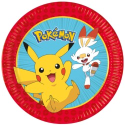 8 ASSIETTES CARTON POKEMON PIKACHU EN COULEURS 23 CM