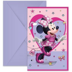 6 CARTES D'INVITATIONS MINNIE MOUSSE ROSE + ENVELOPPES