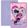6 CARTES D'INVITATIONS MINNIE MOUSSE ROSE + ENVELOPPES