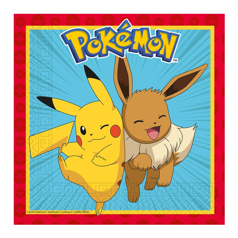 20 SERVIETTES PAPIER POKEMON GO PIKACHU EN COULEURS 33 X 33 CM