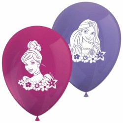 8 BALLONS LATEX PRINCESSE DISNEY ROSE FUCHSIA ET VIOLET