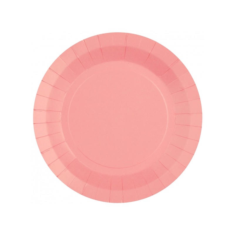 10 ASSIETTES RONDES RAINBOW ROSE CLAIR BIODEGRADABLE 22.5 CM 