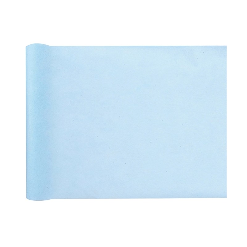 CHEMIN DE TABLE INTISSE 30 CM X 25 M BLEU CIEL