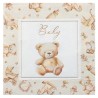 12 SERVIETTES NOUNOURSE BABY TEDDY BEAR NUDE, BLANC ET OR 33 X 33 CM 