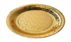 10 ASSIETTES RONDES SCINTILLANTES OR 23 CM