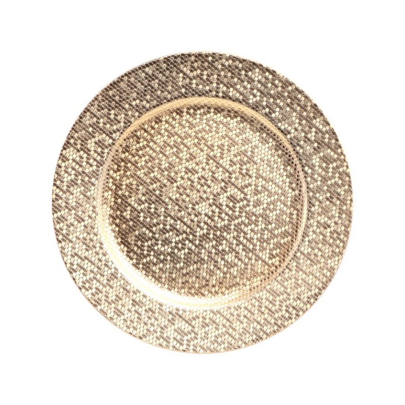 SOUS-ASSIETTE EFFET BOULE A FACETTES OR DIAMETRE 33CM