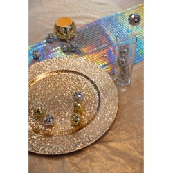 SOUS-ASSIETTE EFFET BOULE A FACETTES OR DIAMETRE 33CM