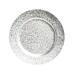 SOUS-ASSIETTE EFFET BOULE A FACETTES ARGENT DIAMETRE 33CM