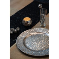 SOUS-ASSIETTE EFFET BOULE A FACETTES ARGENT DIAMETRE 33CM