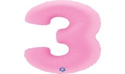 BALLON METALLIQUE CHIFFRE 3 ROSE SAKURA 102 CM 