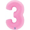 BALLON METALLIQUE CHIFFRE 3 ROSE SAKURA 102 CM 