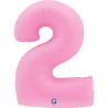 BALLON METALLIQUE CHIFFRE 2 ROSE SAKURA 102 CM 