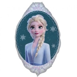 BALLON METALLIQUE MIROIR REINE DES NEIGES ELSA 68 X 90 CM 