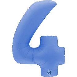 BALLON METALLIQUE CHIFFRE 4 BLEU LOTUS 102 CM