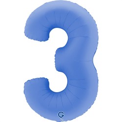 BALLON METALLIQUE CHIFFRE 3 BLEU LOTUS 102 CM