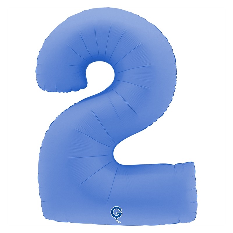 BALLON METALLIQUE CHIFFRE 2 BLEU LOTUS 102 CM 