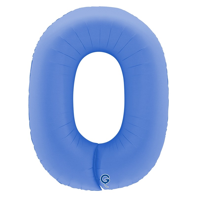 BALLON METALLIQUE CHIFFRE 0 BLEU LOTUS 102 CM 