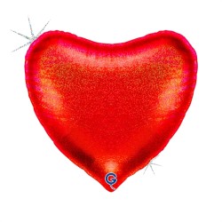 BALLON METALLIQUE COEUR ROUGE GLITTER 91 CM 36 "