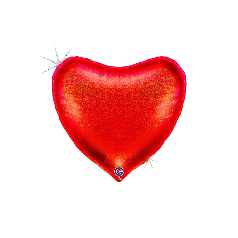 BALLON METALLIQUE COEUR ROUGE GLITTER 91 CM 36 "