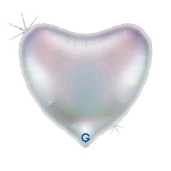 BALLON METALLIQUE COEUR ARGENT GLITTER 91 CM 36 "