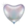 BALLON METALLIQUE COEUR ARGENT GLITTER 91 CM 36 "
