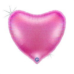 BALLON METALLIQUE COEUR FUCHSIA GLITTER 91 CM 36 "