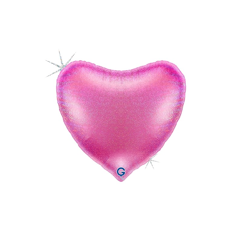 BALLON METALLIQUE COEUR FUCHSIA GLITTER 91 CM 36 "