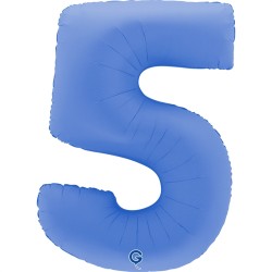 BALLON METALLIQUE CHIFFRE 5 BLEU LOTUS 102 CM